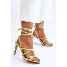 Women's Tied Sandals On A Meya Green Heel 2