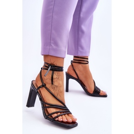 Fashionable Tessoro Black Heeled Sandals 2