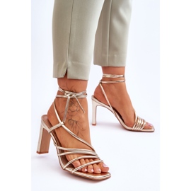 FJ1 Fashionable Tied Gold Tessoro High Heel Sandals golden 2