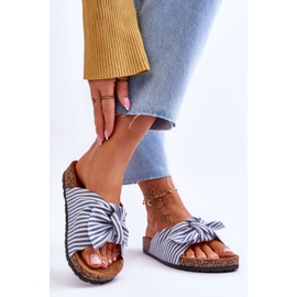 FJ1 Flip Flops On A Cork Platform With White And Blue Stripes Festive 2