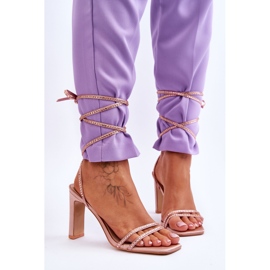 Elegant Tied Sandals With Rhinestones Nude Nessy beige 1 Elegant Tied Sandals With Rhinestones Nude Nessy beige 1