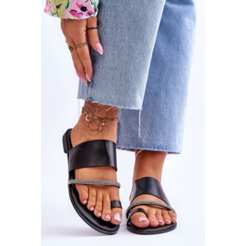 Women's Flip Flops With Decorative Strap Black Sublime 1