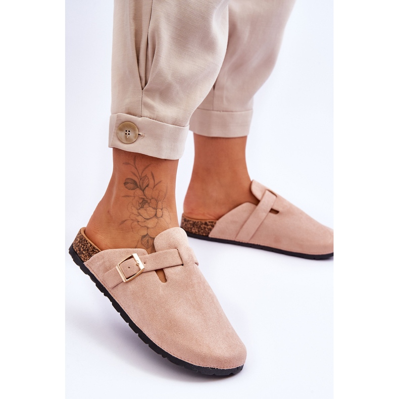 FJ1 Suede Sandals On Cork Platform Beige Vellma 2