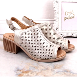 Beige/gold Filippo Openwork Leather Sandals DS4475 golden 1