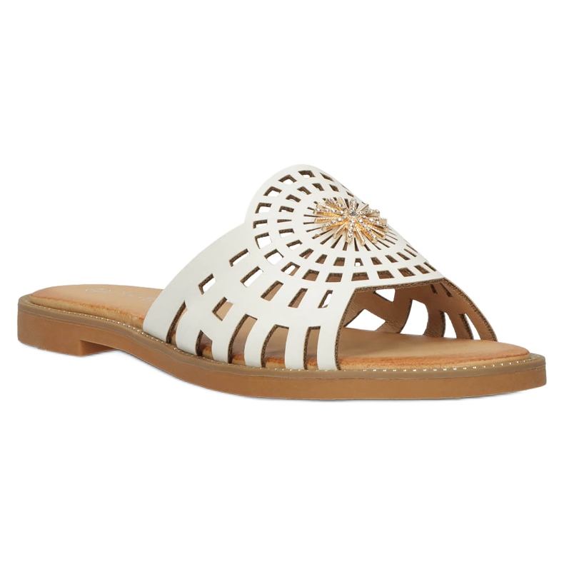 Fashionable Women's Openwork Flip-Flops With Zircons Filippo DK4621/23 WH White 6 Fashionable Women's Openwork Flip-Flops With Zircons Filippo DK4621/23 WH White 6