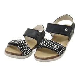 Bartek Girls' navy blue leather sandals in dots 3
