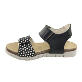 Bartek Girls' navy blue leather sandals in dots 2