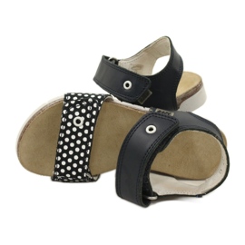 Bartek Girls' navy blue leather sandals in dots 5