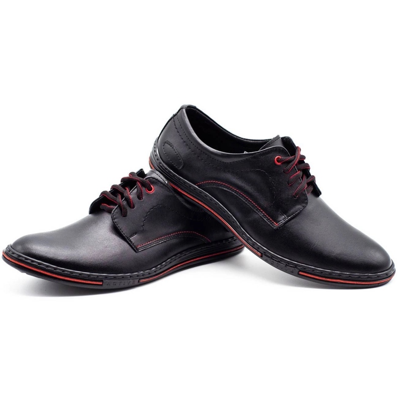 Olivier Leather men's shoes 295LU black with red 3