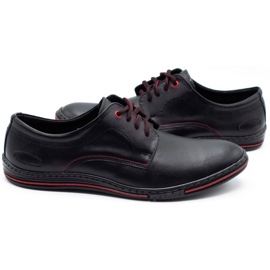 Olivier Leather men's shoes 295LU black with red 2