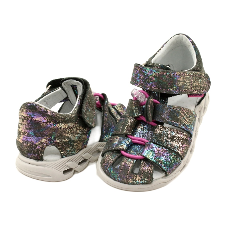 Girls' Sandals shiny leather mazurek 1364 metallic grey 4