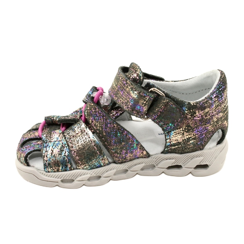 Girls' Sandals shiny leather mazurek 1364 metallic grey 2
