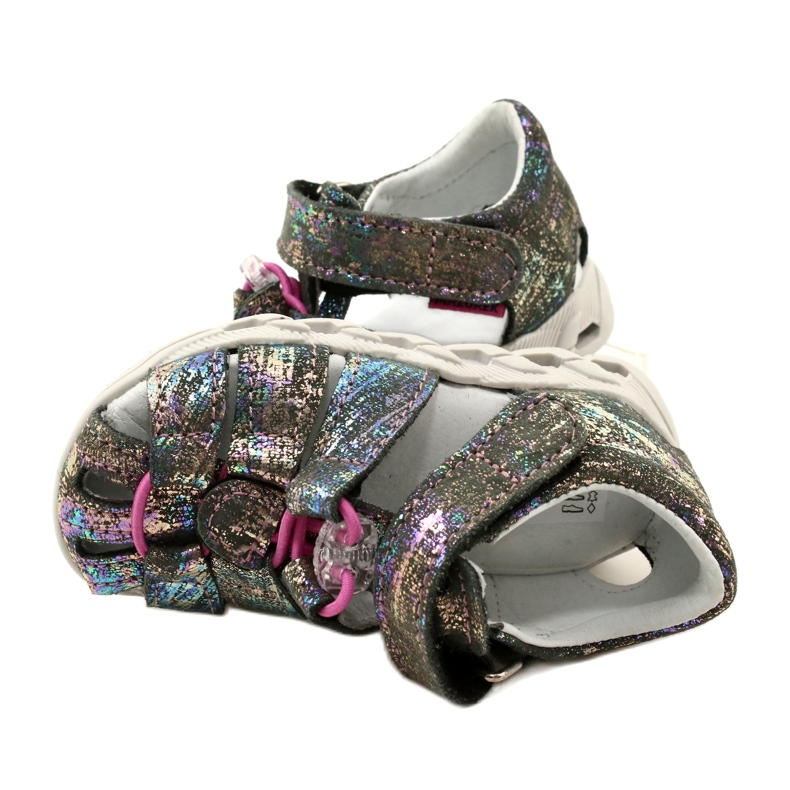 Girls' Sandals shiny leather mazurek 1364 metallic grey 5