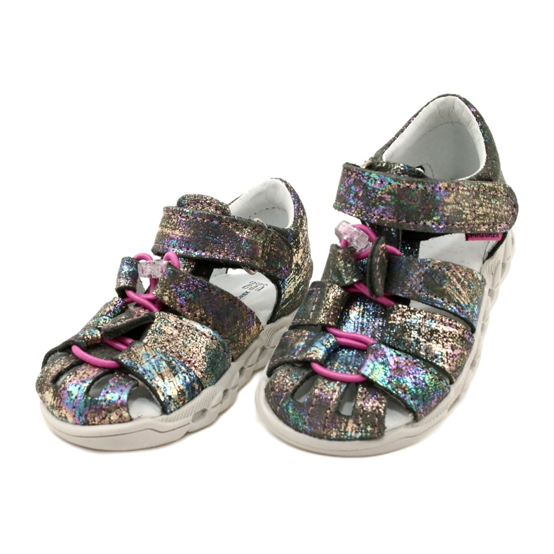 Girls' Sandals shiny leather mazurek 1364 metallic grey 3