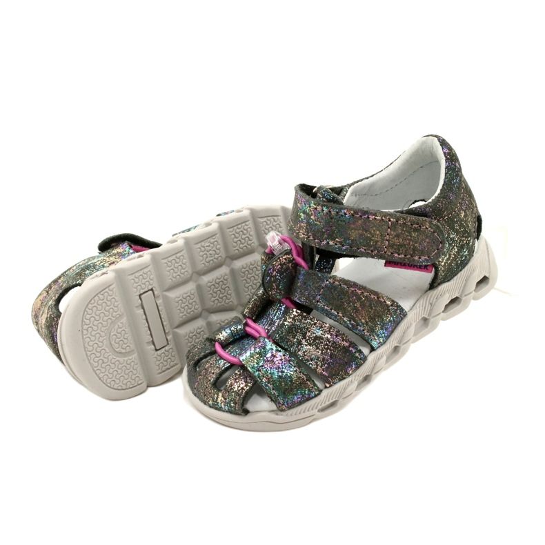 Girls' Sandals shiny leather mazurek 1364 metallic grey 6