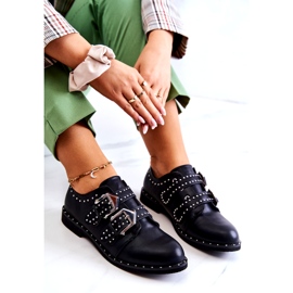 LU BOO Women's eco-leather shoes with buckles and studs black 3 LU BOO Women's eco-leather shoes with buckles and studs black 3