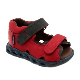 Leather children's sandals for Velcro Mazurek 1363 Red 1