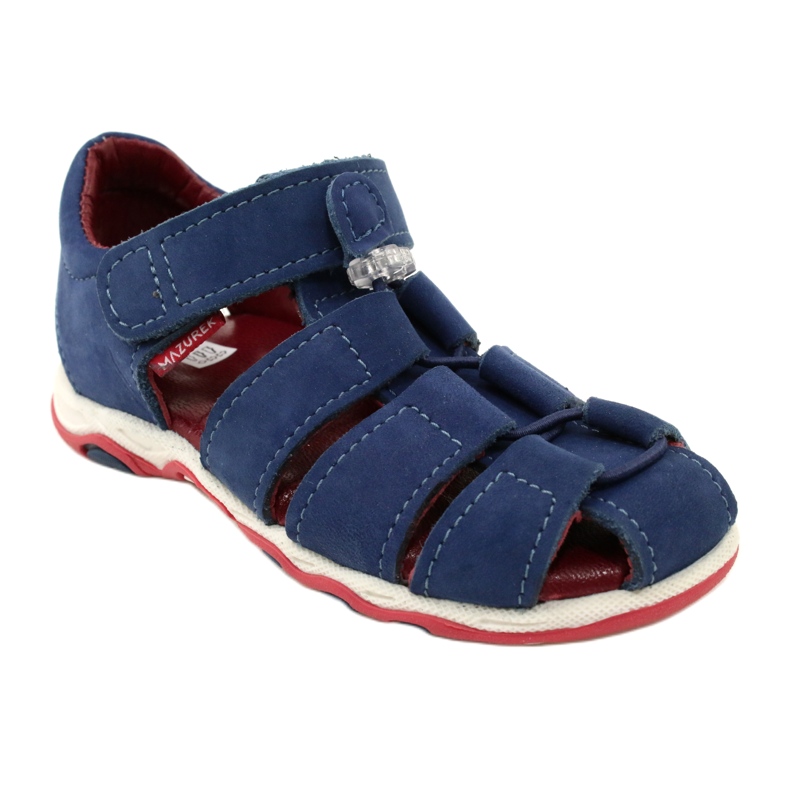 Leather sandals for Velcro Mazurek 1364 navy blue 1
