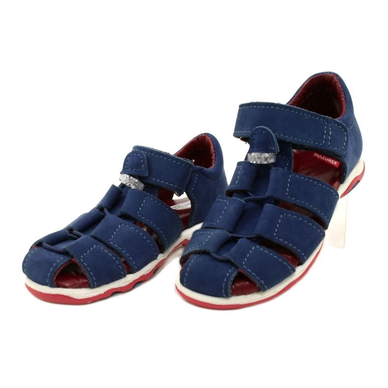 Leather sandals for Velcro Mazurek 1364 navy blue 3 Leather sandals for Velcro Mazurek 1364 navy blue 3