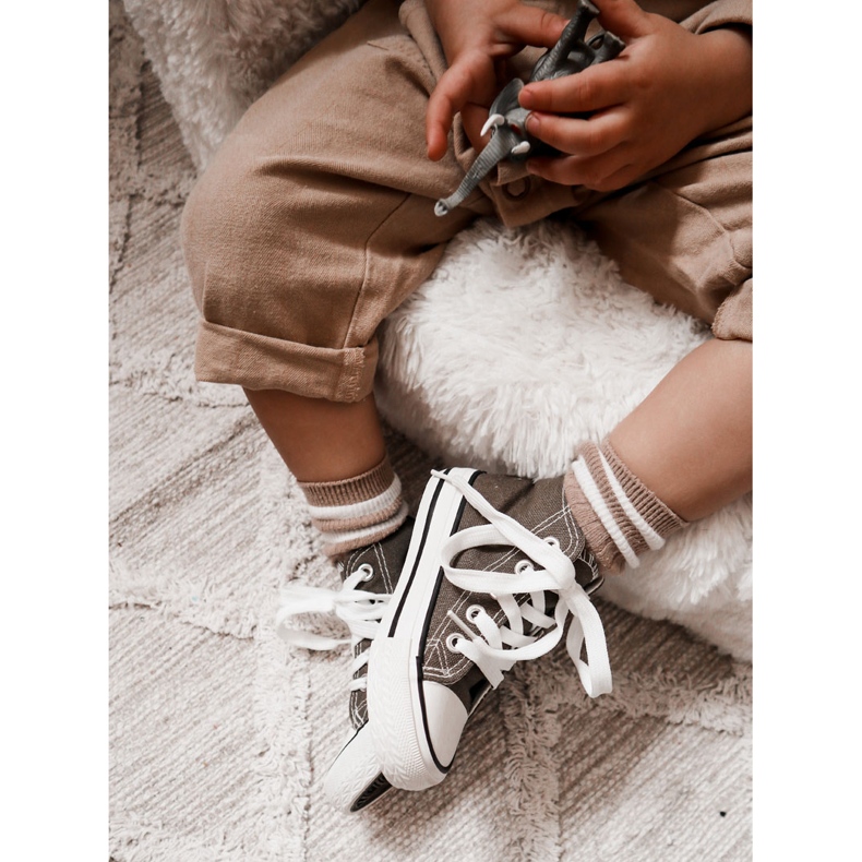 Children's high green-khaki sneakers 1