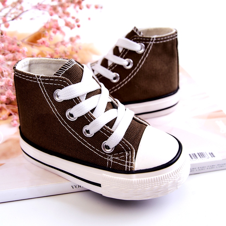 Children's high green-khaki sneakers 4