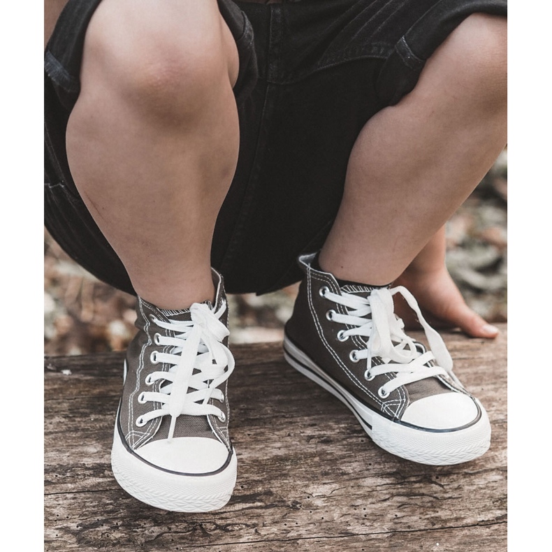 Children's high green-khaki sneakers 3