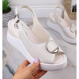 Filippo leather wedge sandals W DS4406 beige white 1