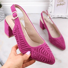 Suede heel sandals Jezzi W RMR2263-4 fuchsia pink 1