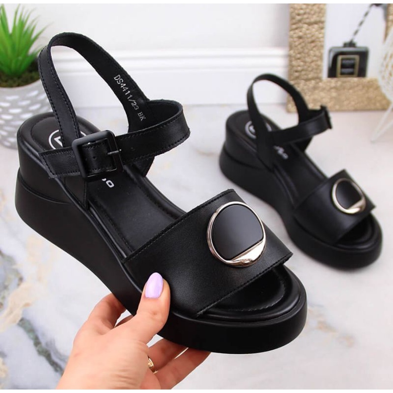 Filippo leather wedge sandals W DS4411 black 1