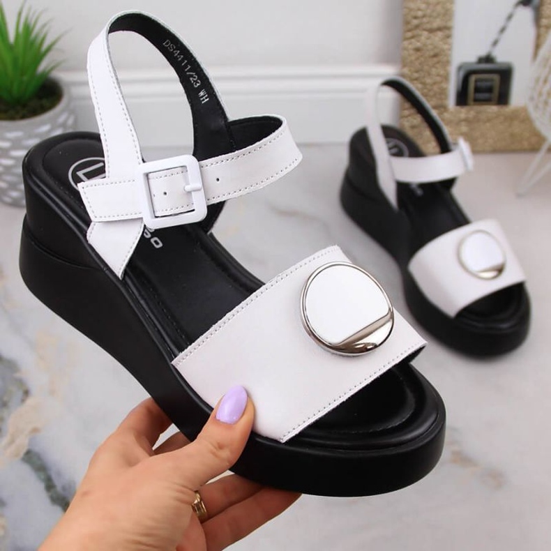 Filippo leather wedge sandals W DS4411 white 1