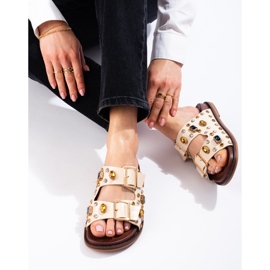 Seastar Fashionable flip-flops with crystals beige 1