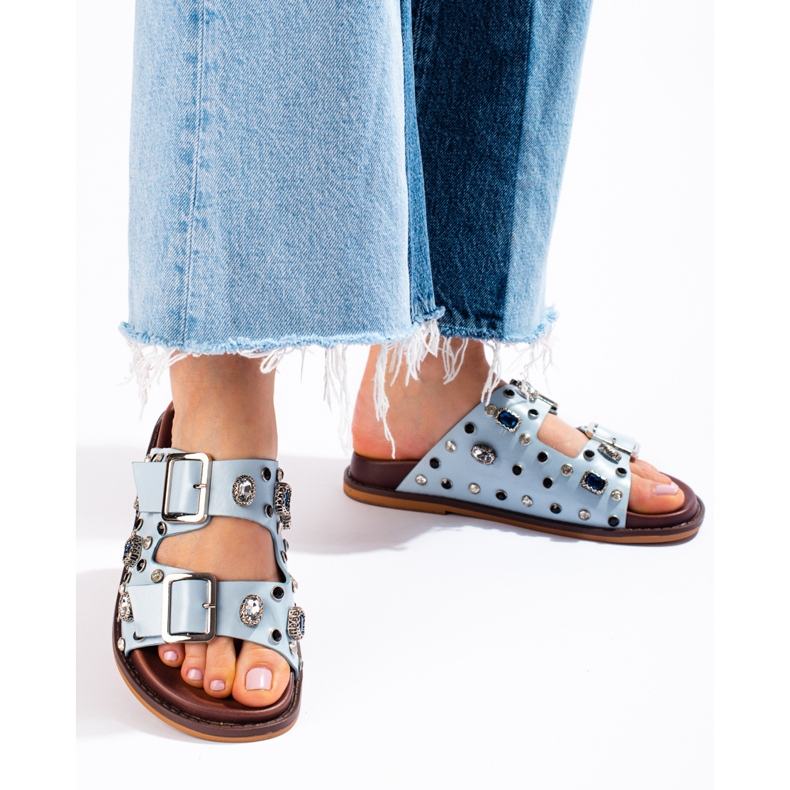 Seastar Fashionable flip-flops with crystals blue 1