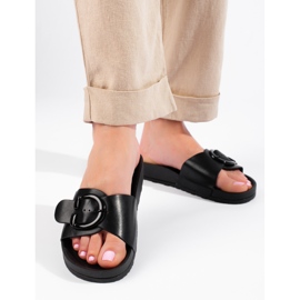 Shelovet black sliders with buckle 1