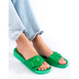 Shelovet green buckle slides 1 Shelovet green buckle slides 1