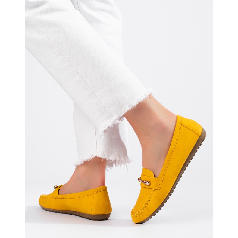 Yellow classic women's loafers from Shelovet 2