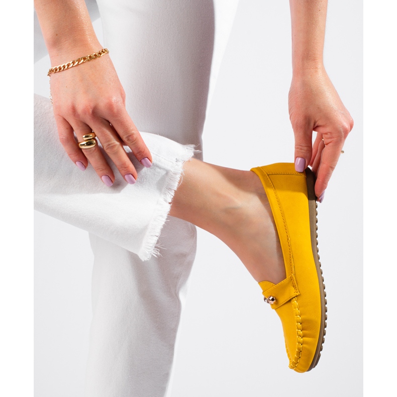 Yellow classic women's loafers from Shelovet 1