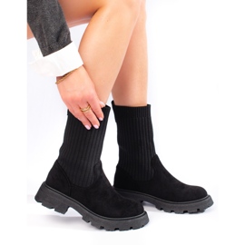 Women's suede boots with a flexible Shelovet upper black 2
