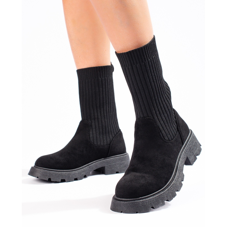 Women's suede boots with a flexible Shelovet upper black 1