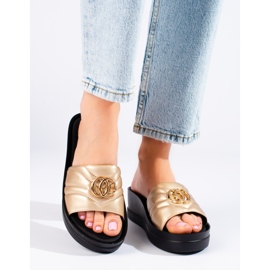 W. Potocki Women's golden wedge slippers from Potocki 1