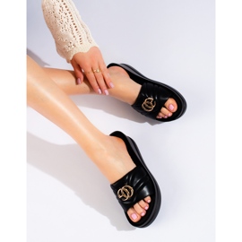 W. Potocki Women's black wedge slippers from Potocki 1