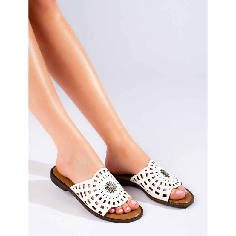 W. Potocki Women's openwork white slippers from Potocki 1