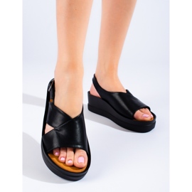 W. Potocki Women's black wedge sandals from Potocki 1