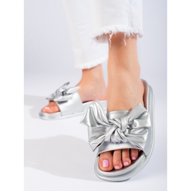 W. Potocki Women's slippers with a bow Potocki silver 2