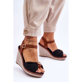 Women's Wedge Sandals With Decoration Black Candice 2 Women's Wedge Sandals With Decoration Black Candice 2
