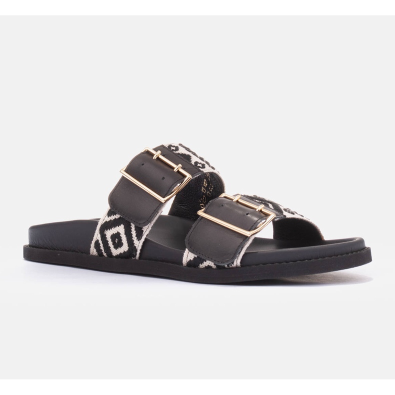 Marco Shoes Slippers with buckles black 1 Marco Shoes Slippers with buckles black 1