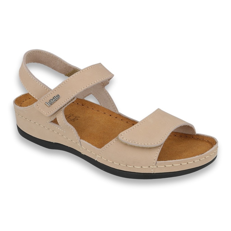 Inblu women's leather sandals 158d102 beige brown 1