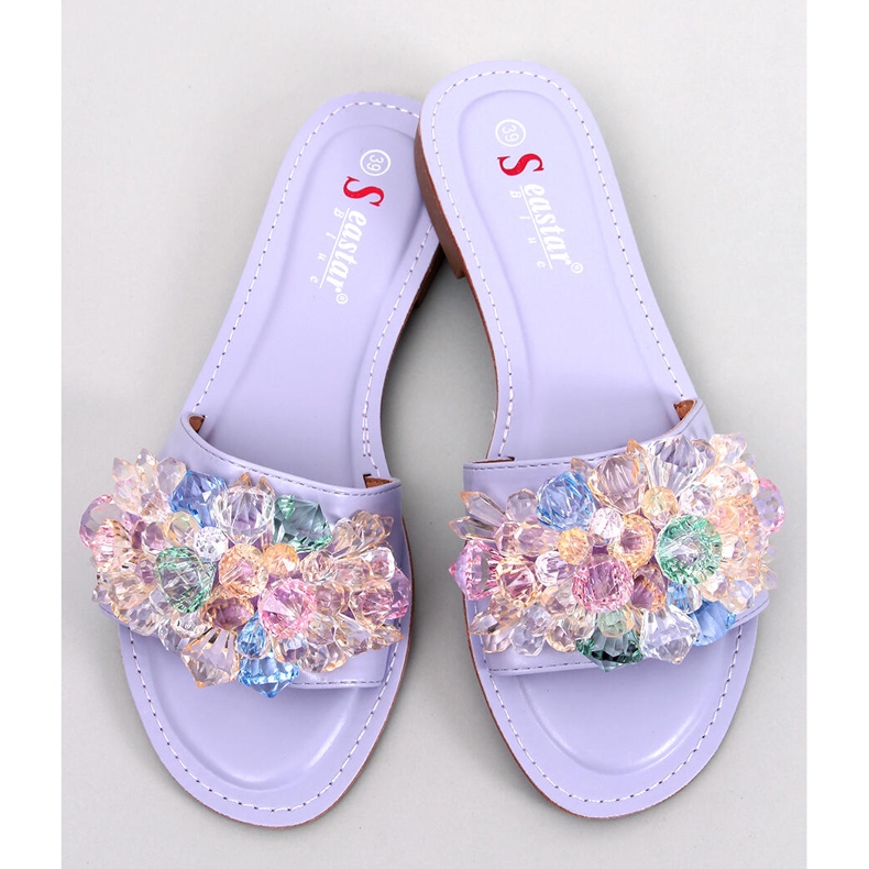 Seastar Estrada Purple slippers with colored stones violet 1