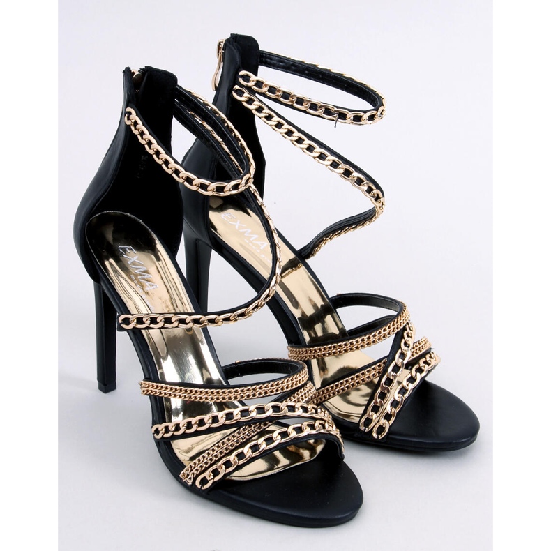 Chester Black Chain Heel Sandals 1 Chester Black Chain Heel Sandals 1