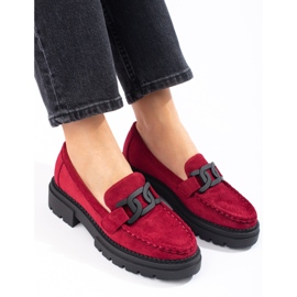 Shelovet fuchsia women's moccasins on a black platform pink 1