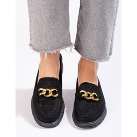 Women's suede loafers on the Shelovet platform black 1